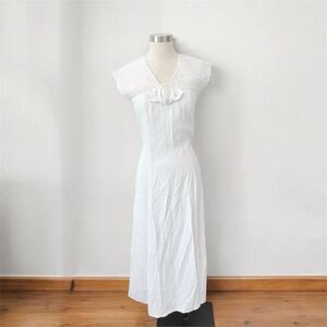Wild Rose Western White Prairie Maxi Dress Summer 6 Small Greek Grecian Boho